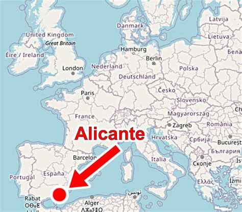 Mapa regionu Alicante z zaznaczeniem Denii i Benidormu