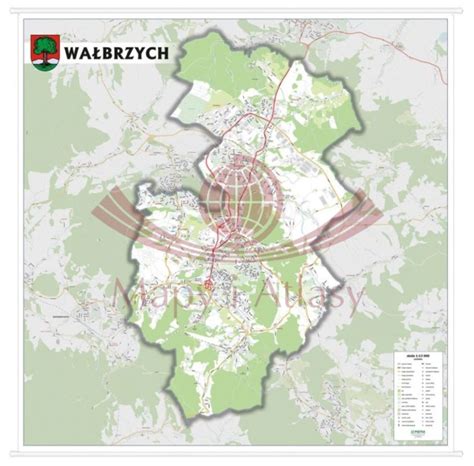 Mapa regionu Wałbrzycha z zaznaczonymi miejscami pożarów