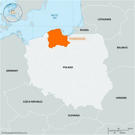 Mapa Pomorza z zaznaczoną lokalizacją obozu harcerskiego w Suszku