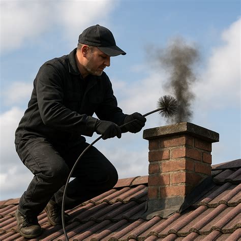 zdjęcie przedstawiające czyszczenie komina