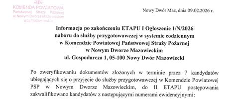 tabela z etapami naboru do służby przygotowawczej