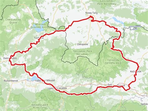 Mapa z trasą Rajdu wokół Tatr