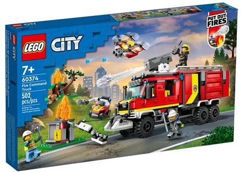 Thematic photo of several LEGO City fire trucks in action