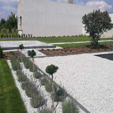 Estetyczny ogród z trawnikiem, na którym widać świeże kopce kretów.