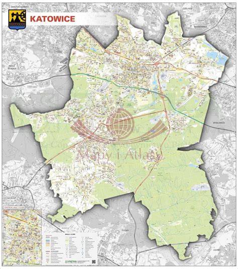 Mapa Katowic z zaznaczonymi lokalizacjami zrealizowanych projektów budżetu obywatelskiego