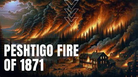 historyczna rycina przedstawiająca pożar Peshtigo w Wisconsin