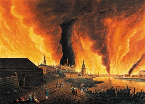 Obraz przedstawiający pożar Moskwy w 1812 roku z widokiem na Kreml
