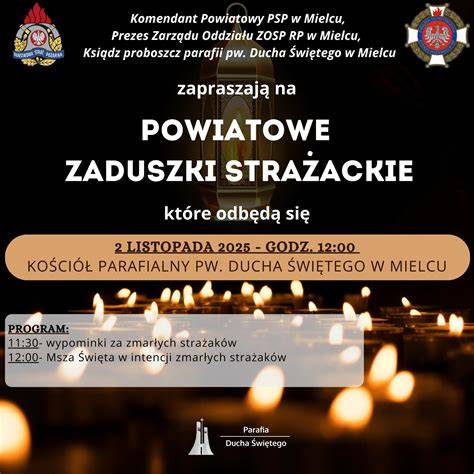 Uroczysta Msza Święta w kościele z udziałem pocztów sztandarowych i strażaków w mundurach galowych przed ołtarzem