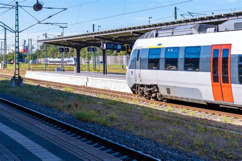 Modern regional train at a station platform