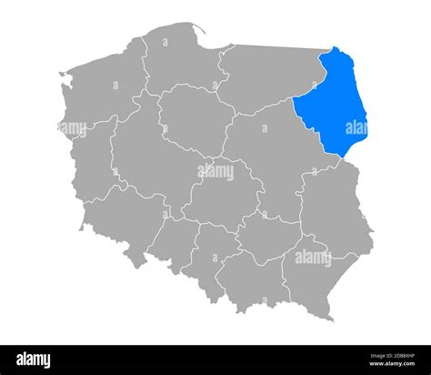 Map of Podlaskie region highlighting mentioned locations