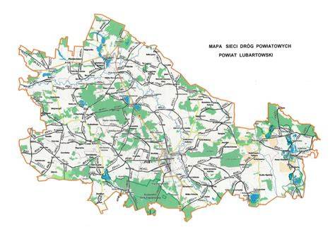 Mapa powiatu słupskiego z zaznaczonymi miejscami pożarów