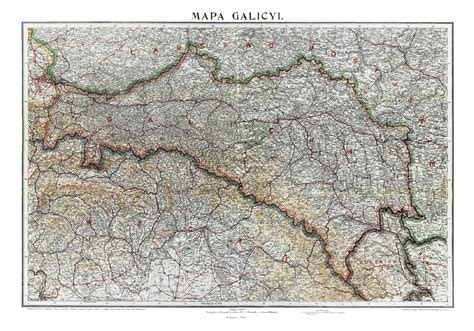 Historyczna mapa Galicji lub regionu Beskidu Średniego z zaznaczonym Osielcem