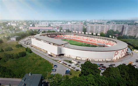 zdjęcie panoramiczne ze stadionu w Stężycy podczas zawodów strażackich