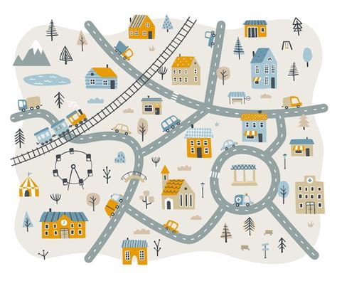 Mapa miasteczka Pontypandy z postaciami