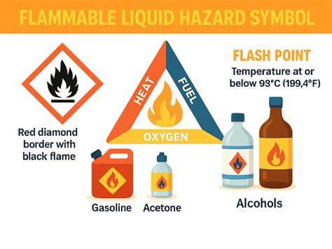 Diagram illustrating safe distances between heat sources and flammable materials