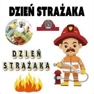 Zestaw kolorowych dekoracji XXL z motywami strażackimi do druku