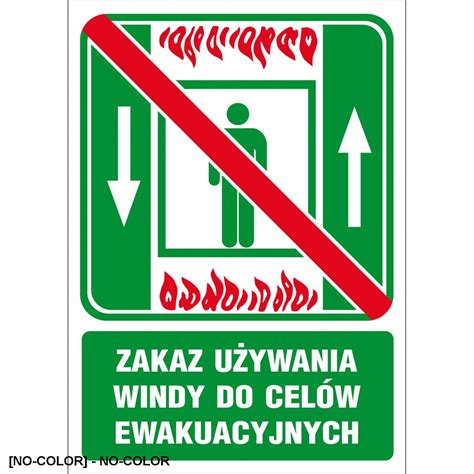 piktogram zakaz używania windy w przypadku pożaru