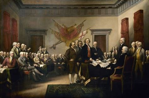 Benjamin Franklin wśród sygnatariuszy Deklaracji Niepodległości
