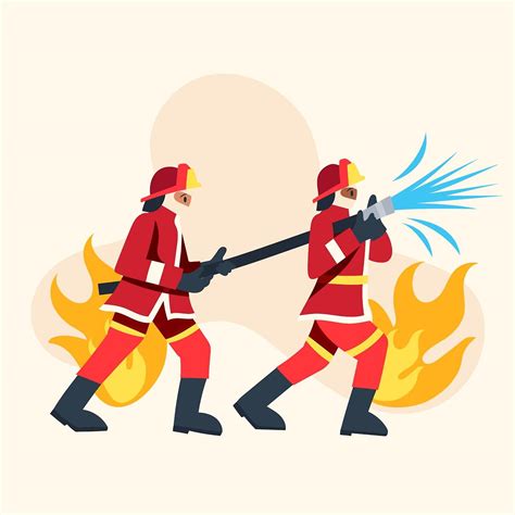 Ilustracja przedstawiająca gaszenie pożaru stodoły