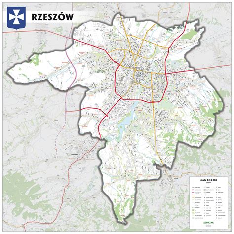 Historyczna mapa Rzeszowa z zaznaczonym obszarem pożaru z 1842 roku