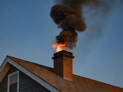 Ilustracja przedstawiająca sadzę gromadzącą się w kominie.