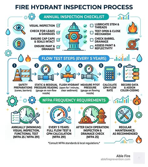 Infographic showing step-by-step internal hydrant inspection