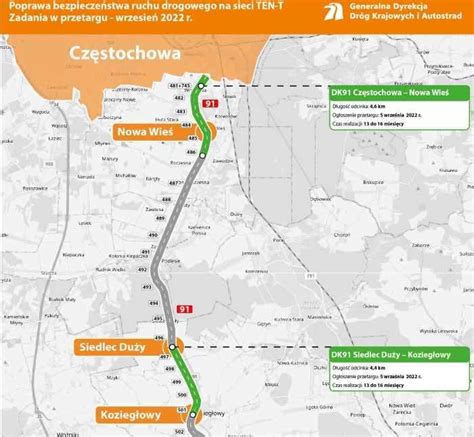mapa z zaznaczonymi objazdami na DK91 w związku z pożarem