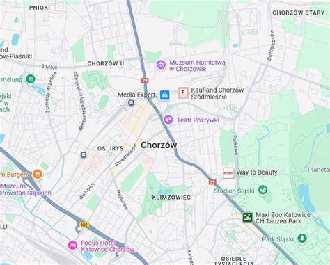 Mapa Chorzowa z zaznaczeniem ulicy Morcinka