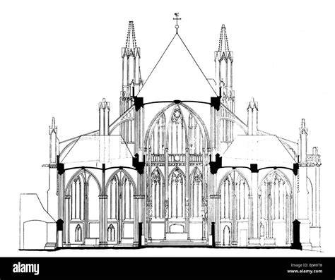 historical drawing or blueprint of Gorzów Cathedral tower construction