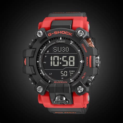 Zegarek Casio G-Shock Mudman na tle sprzętu strażackiego