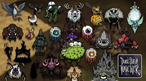 Grafika przedstawiająca wszystkie grywalne postacie z Don't Starve i Reign of Giants