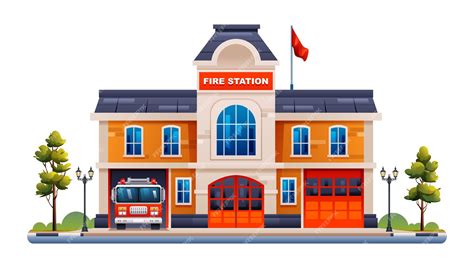 Illustration of a fire station building or fire department logo