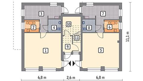 schemat budynku gospodarczo-garażowego z częścią mieszkalną, pokazujący obszar pożaru
