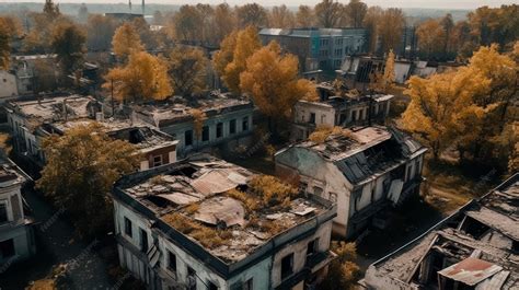 Aerial view of a fire on the roof of a large abandoned building in daylight