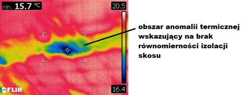 Schemat budynku mieszkalnego z zaznaczonym strychem i dymem, ilustracja użycia kamery termowizyjnej