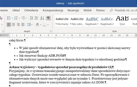 Formatowanie tekstu w formalnym e-mailu (przykład poprawnego formatowania)