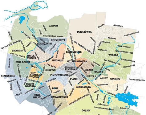 Mapa okolic Białegostoku z zaznaczonymi punktami krytycznymi: Studzianki, Horodniany oraz miejsca wypadków