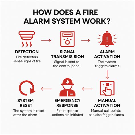 Infographics showing the fire alarm procedure: citizen -> PSK -> OSP