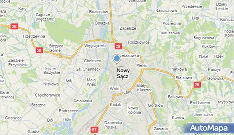 Mapa Nowego Sącza z zaznaczonymi głównymi centrami konferencyjnymi i bankietowymi