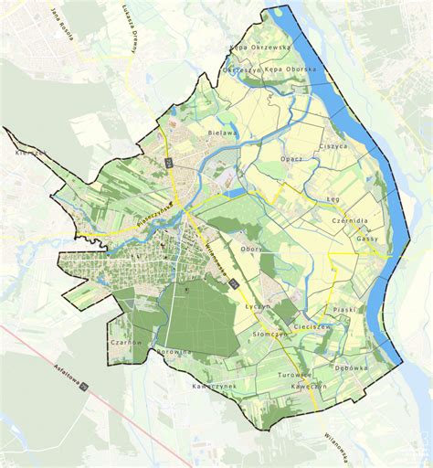 Mapa Gminy Chełm z zaznaczonymi obszarami objętymi konsultacjami