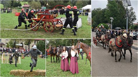 Drużyna strażacka podczas zawodów sikawek konnych