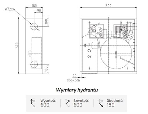 Schemat budowy hydrantu wewnętrznego DN52 z wężem płaskoskładanym