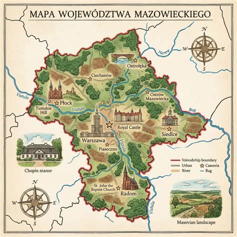 Mapa Mazowsza z zaznaczonymi lokalizacjami OSP, które otrzymały nowe wozy