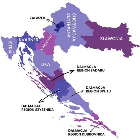 mapa Chorwacji z zaznaczonymi obszarami objętymi pożarem