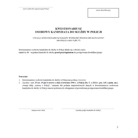 Wzór życiorysu dla kandydata do służby w PSP