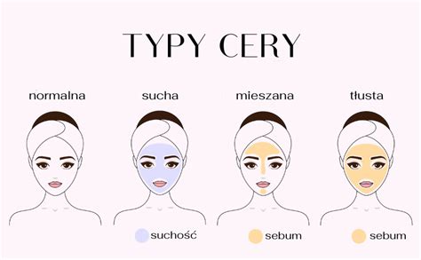 infografika przedstawiająca różne typy cery i ich główne cechy