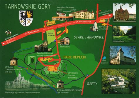 Historyczna mapa Tarnowskich Gór z zaznaczonymi kopalniami