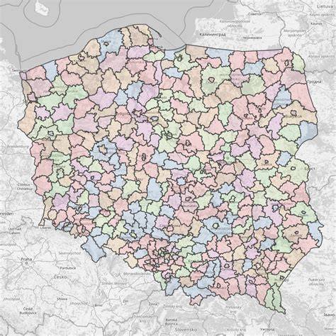 Mapa powiatów objętych ostrzeżeniami i alarmami przeciwpowodziowymi
