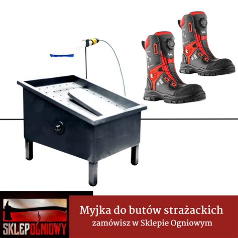 Ilustracja przedstawiająca różnorodne modele butów strażackich.