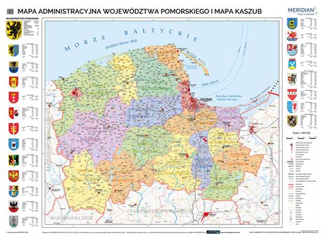 Mapa województwa pomorskiego z zaznaczonymi miejscami pożarów